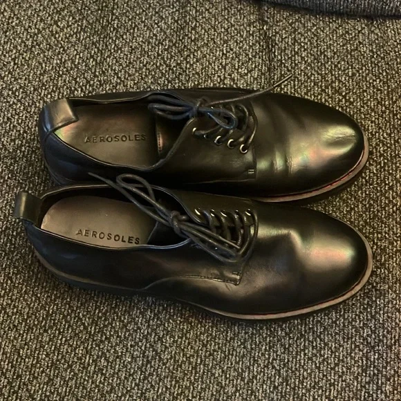 Aerosoles Francesina Platform Oxfords black with red stitching 8.5 women’s - Picture 5 of 8